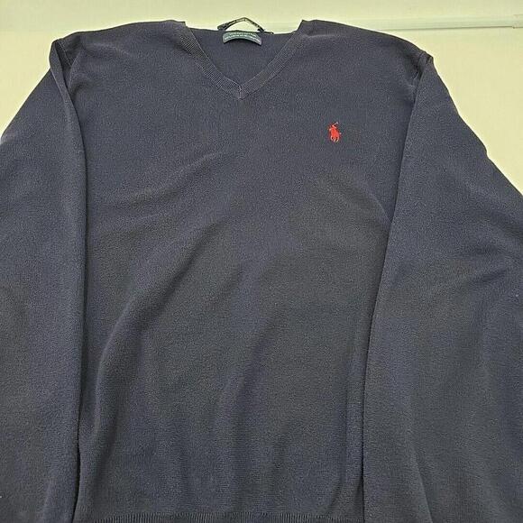 Polo Ralph Lauren VTG Washable Cotton Classic Iconic Mens XL Soft V Neck Sweater - Picture 4 of 8